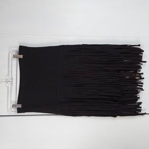 Endless Rose Black Skirt With Long Fringe Western, Goth,EDGY,NEW! Sz.Medium